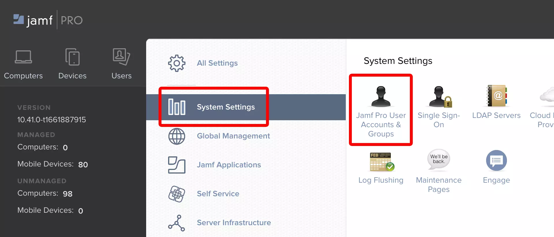 Jamf Pro: API-Einstellungen aufrufen