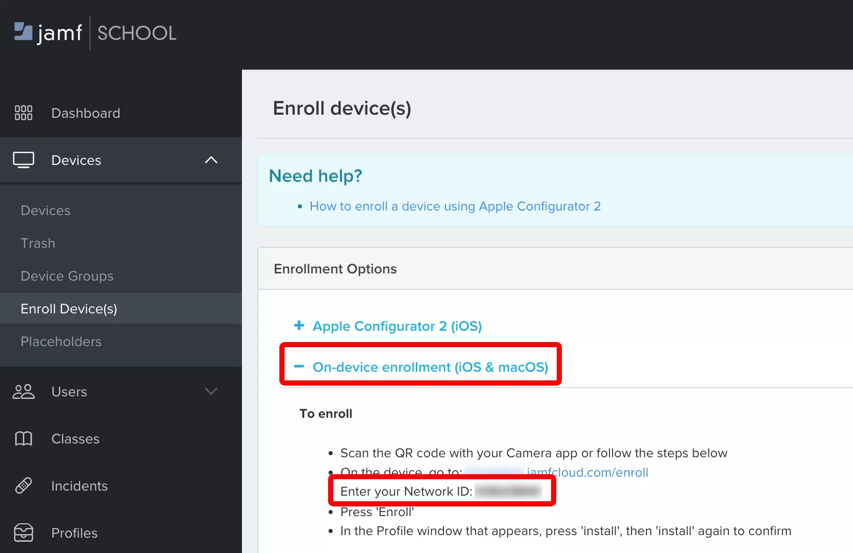 Jamf School: Inserisci le credenziali in AssetNode