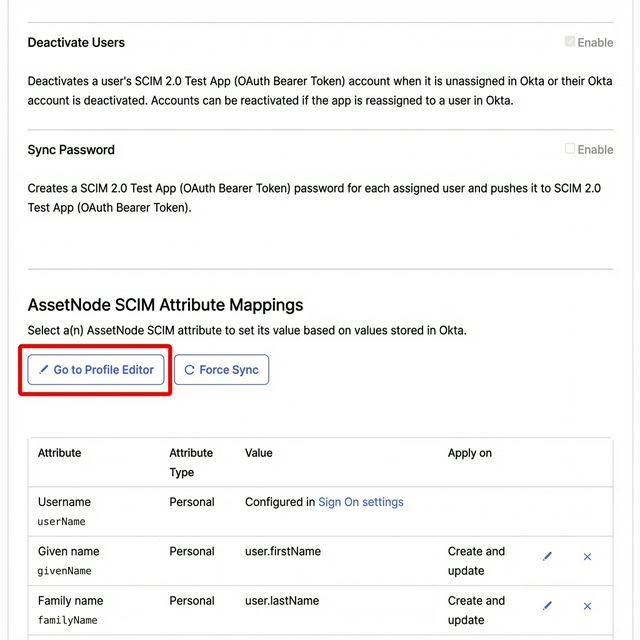 Okta: Weitere Sync-Optionen aktivieren (optional) (1/2)