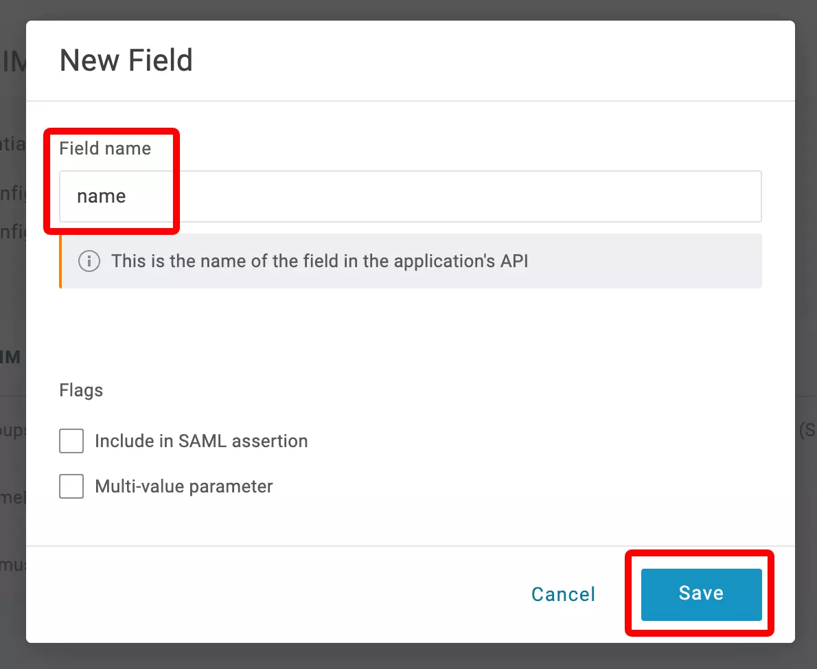 OneLogin: Parameter „name“ anlegen (1/2)