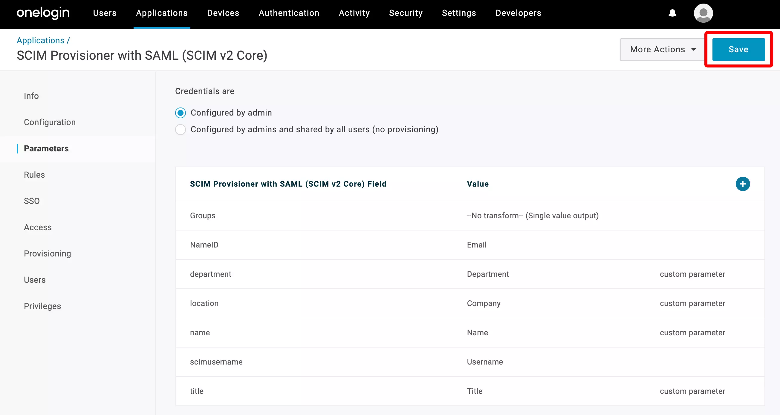 OneLogin: Parameter „location“ anlegen (optional) (1/2)