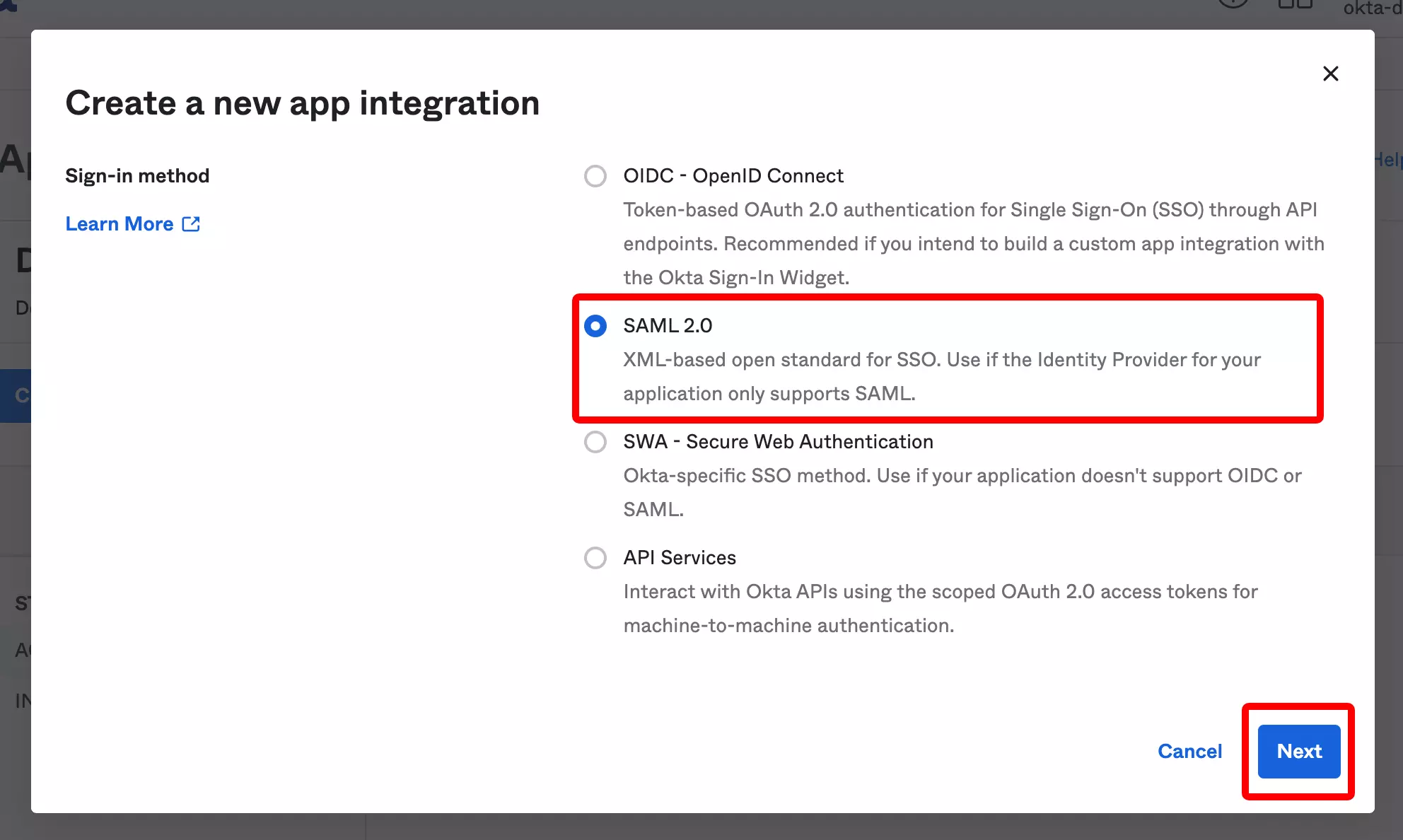Okta: Crea una nuova applicazione SAML